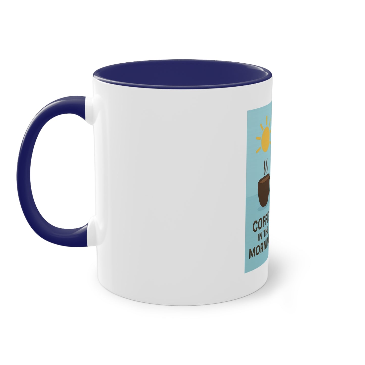 Zweifarbige Kaffeetasse: Morgens Kaffee, abends Bier.