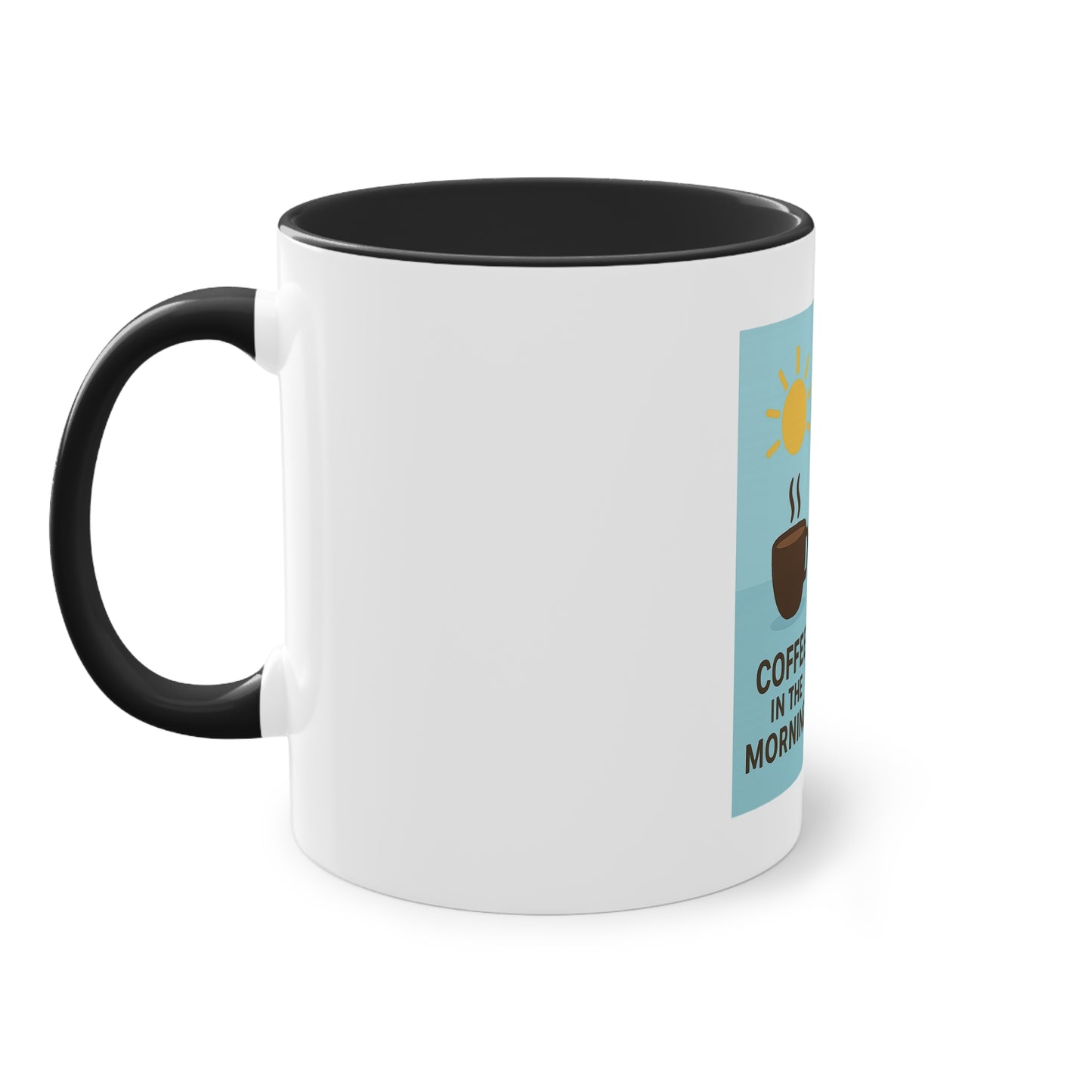 Zweifarbige Kaffeetasse: Morgens Kaffee, abends Bier.