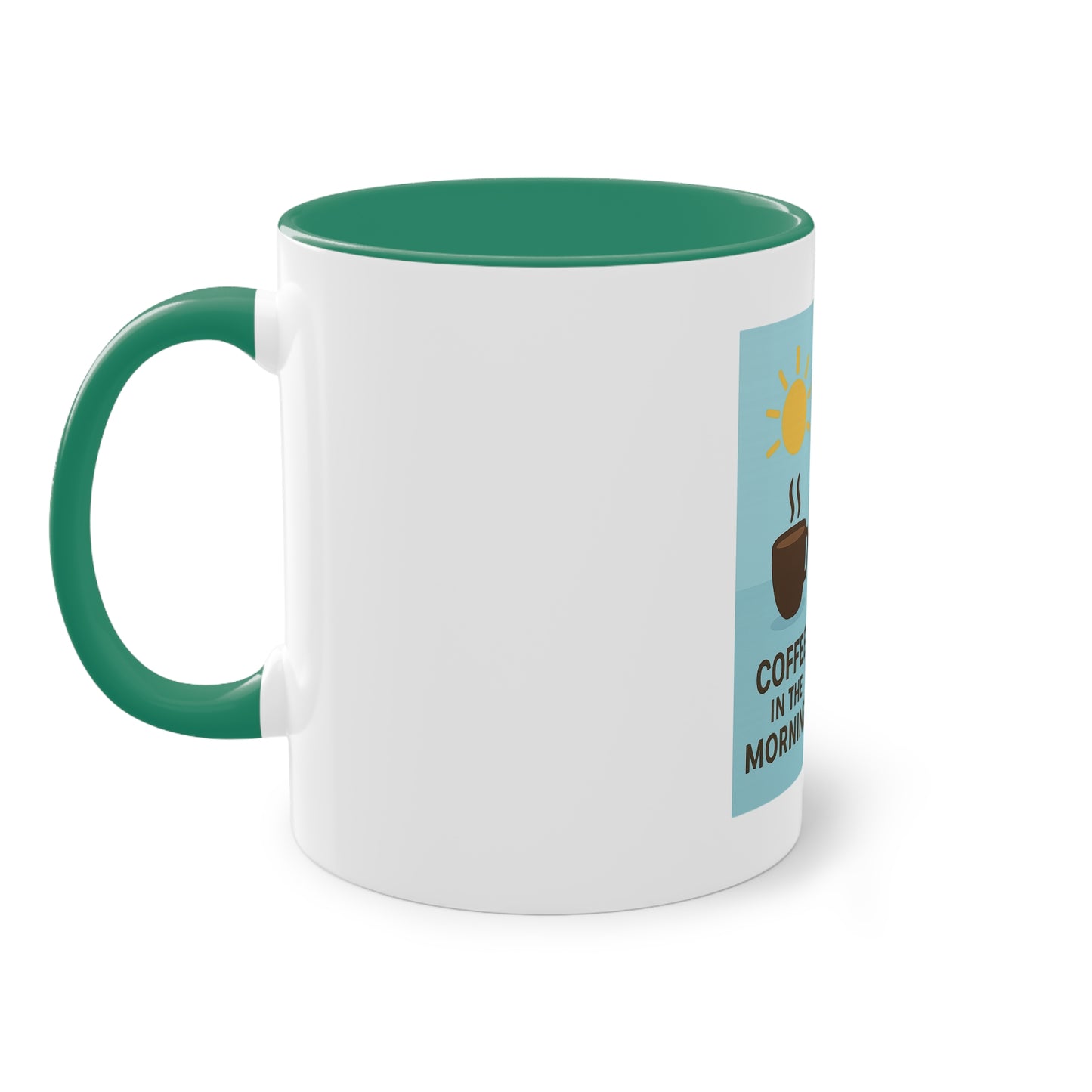 Zweifarbige Kaffeetasse: Morgens Kaffee, abends Bier.