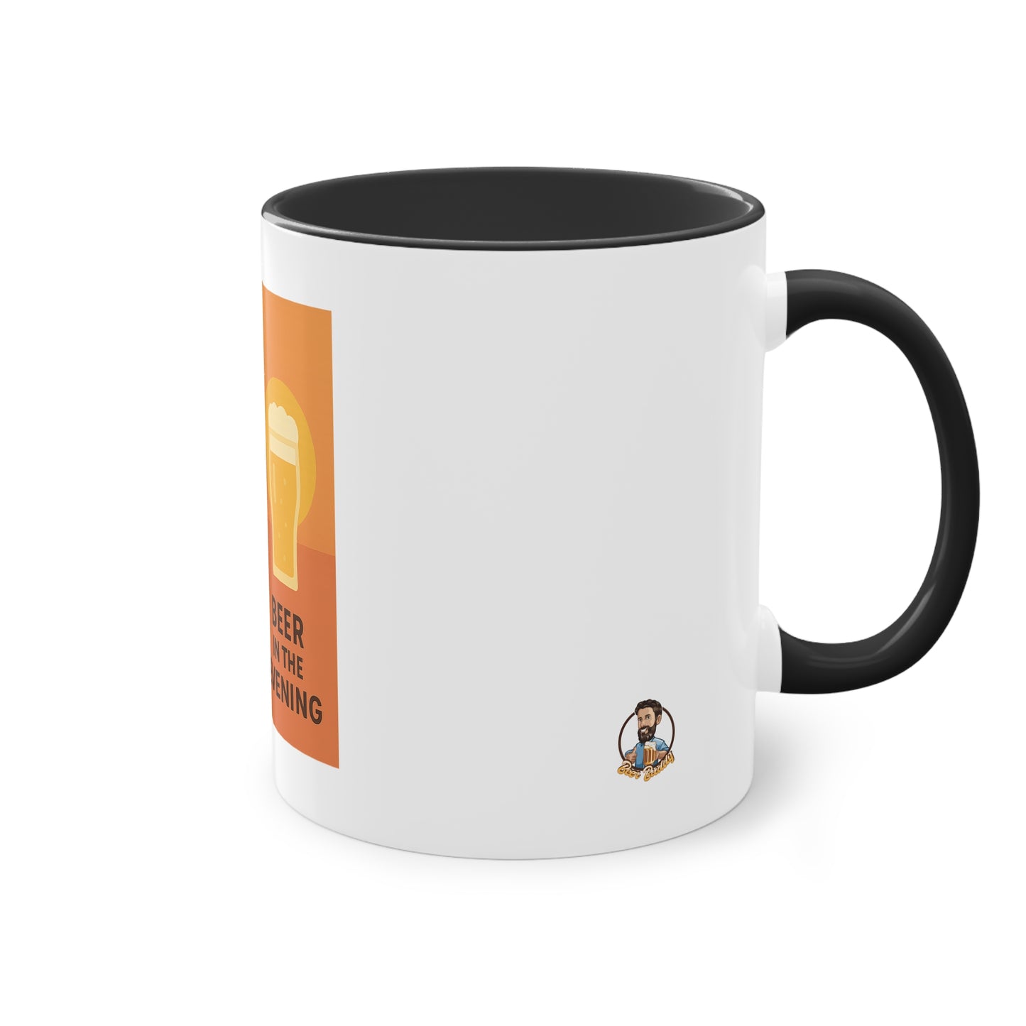 Zweifarbige Kaffeetasse: Morgens Kaffee, abends Bier.