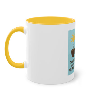 Two-tone coffee cup: Coffee in the morning, beer in the evening.