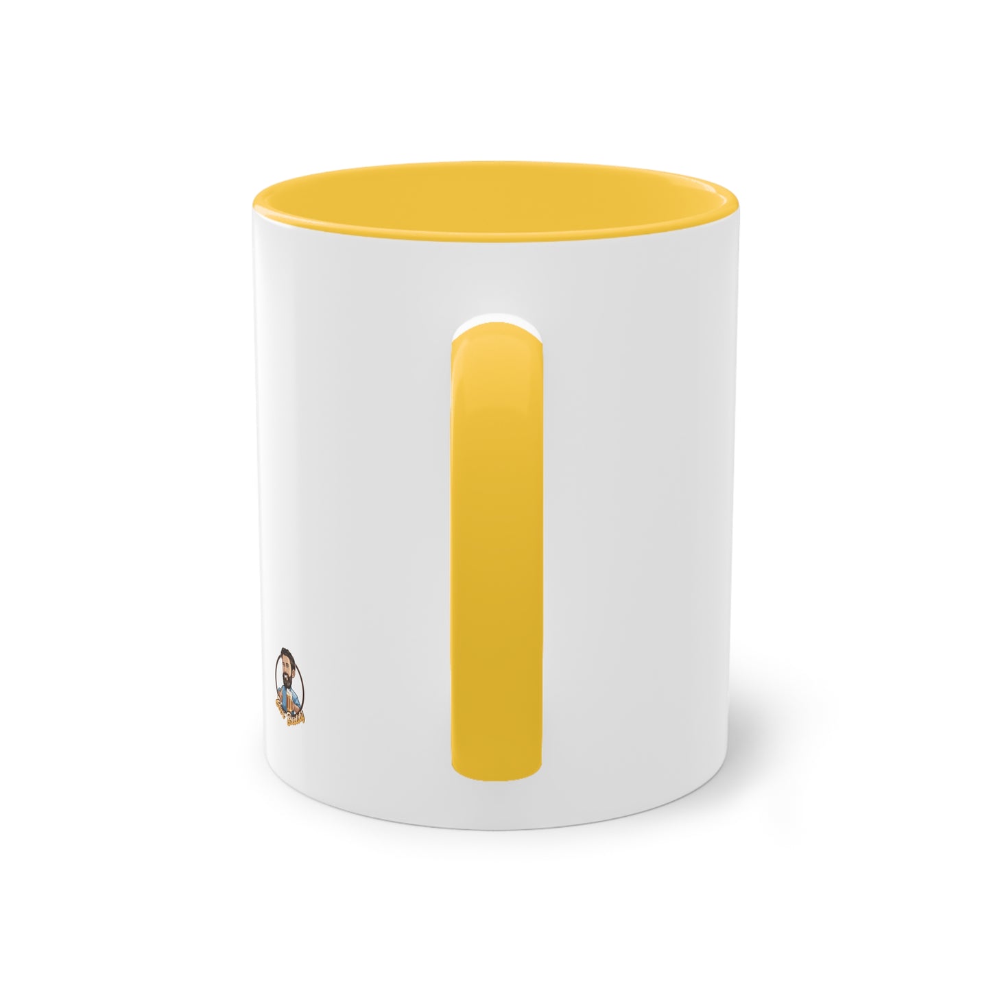 Two-tone coffee cup: Coffee in the morning, beer in the evening.
