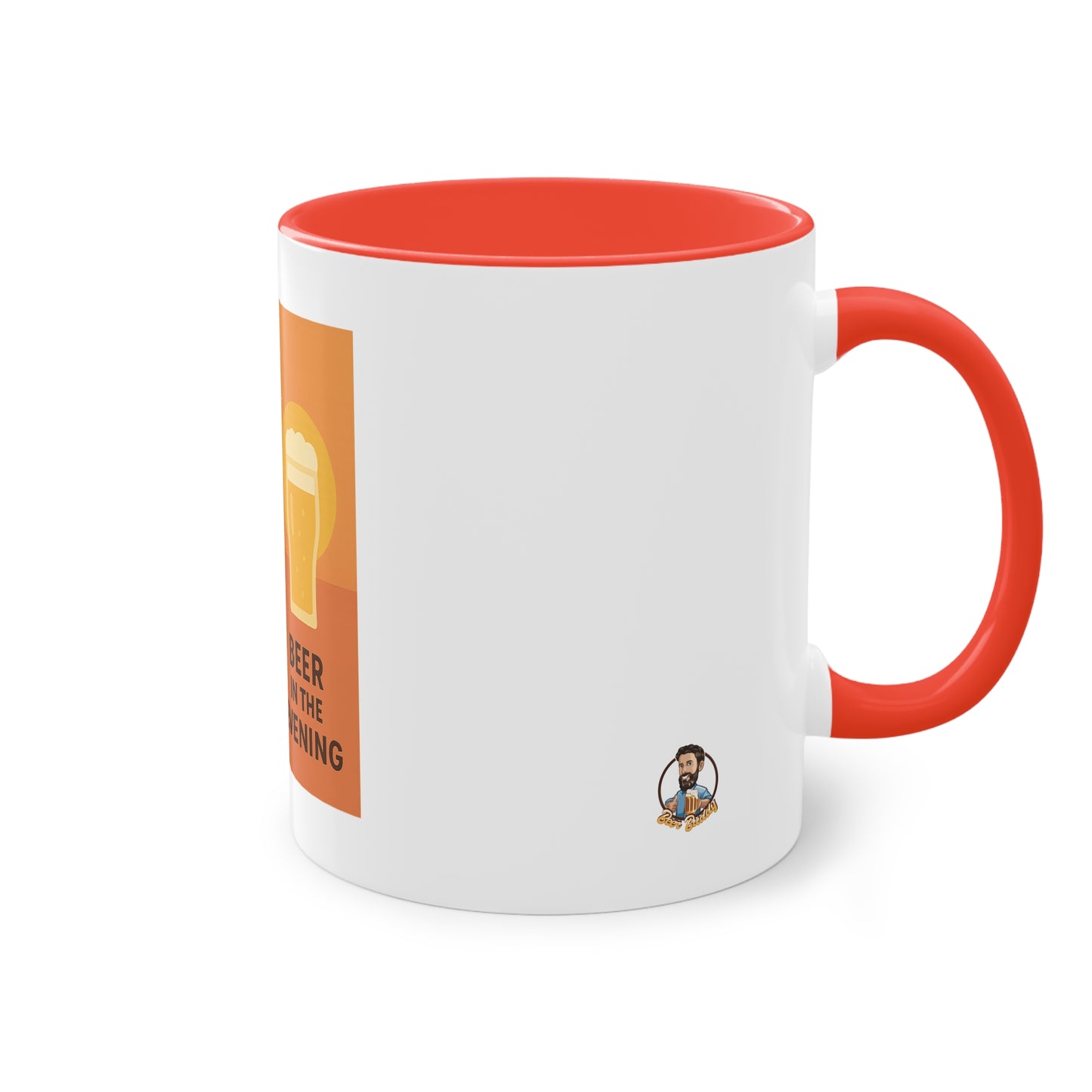 Two-tone coffee cup: Coffee in the morning, beer in the evening.