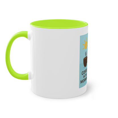 Two-tone coffee cup: Coffee in the morning, beer in the evening.