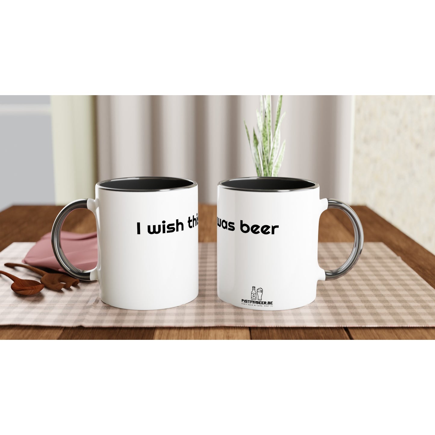 Tasse en céramique blanche 30cl avec intérieur coloré  postmybeer