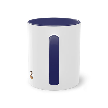 Two-tone coffee cup: Coffee in the morning, beer in the evening.