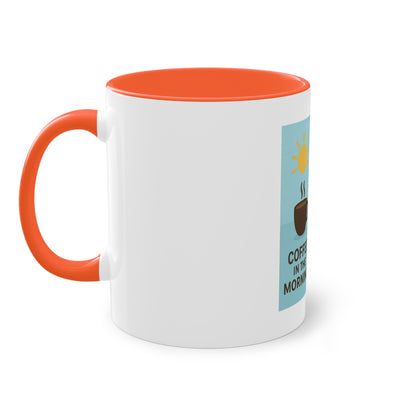 Two-tone coffee cup: Coffee in the morning, beer in the evening.