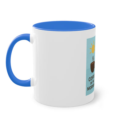 Two-tone coffee cup: Coffee in the morning, beer in the evening.